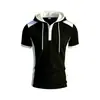 Camisa Polo con capucha para hombre de talla europea transfronteriza 2026, camiseta deportiva de manga corta con gofre y retazos, secado rápido y transpirable