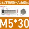 Tornillo de cabeza hexagonal externa de acero inoxidable 316L, tornillo extendido M5M10M12M14M16M18 [M4-M20]]