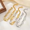 El más fácil de combinar Pulsera Ovalada con Forma de Corazón Chapada en Oro de Acero Inoxidable para Mujer Accesorios de Moda con Estilo Quanxi Water Br-2161