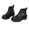 35-43 Botines Versátiles Otoño/Invierno de Caña Baja Color Negro Puntera Redonda Suela Gruesa Antideslizante Tacón Medio Botas para Mujer Talla Grande para Comercio Exterior