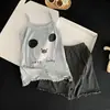 Dulce y elegante conjunto de pijama de camisola de modal de princesa para niñas, ropa de casa de verano para niñas pequeñas y niños mayores