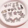 Base Prata Diamante Rosa Liga de Luxo Leve Laço Flor de Cinco Pétalas Coração Acessório de Patch para Joias DIY Brincos Chaveiro