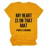 Mi Corazón Está en Ese Sitio Independiente de Deseos Estilo Europeo y Americano Camiseta Casual Simple de Manga Corta con Cuello Redondo para Mujer para Exportación