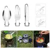 Amazon Acero Inoxidable Mesa Plegable de Camping y Picnic Senderismo Vajilla Plegable Juego de Tres Piezas de Cuchillo, Tenedor y Cuchara Ligero y Portátil