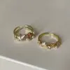 Anel Aberto Estrela do Mar Flor Concha Pérola Zircônia Design de Nicho Feminino Tendência de Moda Versátil Anel Anel