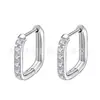 Moda europea y americana acero de titanio geométrico plano microdiamante pendiente de aro simple pentagonal mini hebilla de oreja aretes con forma