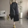 Pantalones Casuales Retro Artísticos de Tres Cuartos para Mujer, Nuevo Estilo de Verano, Tallas Grandes, Versátiles, Pantalones de Pierna Ancha que Reducen la Edad