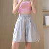 Shorts Yamamoto Cinza Feminino Fino Verão 2025 Novo Cintura Alta Perna Larga Exterior Uso Externo Calça Casual Pequena de Seda Gelo