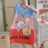 Pijama de verano para mujer de talla grande, diseño de dibujos animados lindo, para damas de talla grande, vestido camisón de seda de leche para el hogar, venta al por mayor