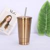 Taza de acero inoxidable con pajita de 500 ml, taza de café para coche, taza de acero inoxidable 304 con aislamiento al vacío, logotipo impreso