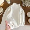 [en stock] suéter de manga abullonada y cuello alto para niñas otoño e invierno bebé primavera y otoño suéter jersey niños cálido