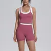 Nuevo conjunto de yoga a colorblock transfronterizo con tacto nude, casual y versátil, acanalado, de cintura alta, para ejercicio al aire libre, conjunto de seis piezas