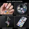 Decoraciones Mixtas para Uñas de 12 Compartimentos con Moños, Cintas, Camelias, Perlas, Forma de Luna de Fondo Plano, Decoraciones de Uñas Transfronterizas Coloridas
