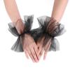 Guantes de Boda Nupcial Europeos y Americanos de Malla Transfronteriza con Cuentas Negras Oscuras Moda Halloween Accesorios Lolita para Mujer