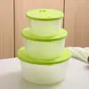 Conjunto de Três Peças para Conservar Alimentos Frescos de Plástico, Caixa de Armazenamento Selada para Grãos, Caixa para Alimentos e Frutas de Geladeira, Micro-ondas
