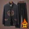 Roupa Chinesa Tang para Homens de Meia-Idade e Idosos Roupa de Pai para Outono Manga Longa Estilo Chinês Roupa Casual Roupa Retro para Avô e Idosos Bordada