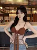 Camisola de Chica Atractiva con Rayas y Lazo, Top sin Mangas Ajustado y Favorecedor de Puro Deseo, Top Tubo de Verano sin Mangas para Usar como Prenda Exterior