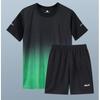 Moda tie-dye degradado para hombre, casual, transpirable, ropa para el hogar, deportes al aire libre, traje de manga corta y shorts, conjunto corto de verano