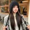 Nuevo Sombrero de Lana Cálido con Borlas para Otoño e Invierno, Gorro Tejido a Mano para Mujer, Versátil, Moderno, Estilo Étnico, Sombrero de Punto