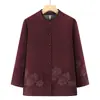 Nova coleção de outono de blusas estilo chinês tradicional para mulheres de meia-idade e idosas, roupas de vovó, jaqueta estampada estilo Tang com gola alta, roupas para idosos de 70 anos
