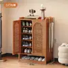 Entrada de Casa Exterior Zapatero Multicapa Artefacto Armario Grande para Zapatos Pasillo Interior Bambú Simple Estilo Nuevo 2026 El Más Vendido Entrada