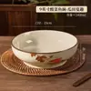 Conjunto de Tigelas Cerâmicas de Alta Qualidade, Grande Capacidade, Estilo Chinês Retrô para Uso Doméstico, Incluindo Tigelas para Sopa, Tigelas para Macarrão e Louças