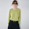 Camisa de punto de lino-algodón tejida a medida French UPW, top ligero de manga larga para mujer, camiseta transpirable de algodón-lino de ajuste relajado para principios de otoño