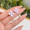 Aretes de Flores Ziyang Frescos de Verano para Mujer Nuevo Arribo Aguja de Plata Lujo Ligero Nicho Dulce Pétalo de Hortensia Aretes Largos con Borlas
