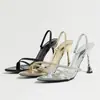 Sandalias de Tacón Alto para Mujer con Elegantes Correas Tejidas, Noble Tacón Espiral, Acabado Espejo Primavera/Verano, para Fiestas de Discoteca y Bodas, Zapatos de Mujer Talla Europea