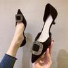 Zapatos de Tacón Alto Elegantes con Pedrería 2025, Zapatos de Salón, Tacones de Aguja, Estilo Pequeño Fragante, Deseo Puro, Estilo Nuevo, Estilo Hermana Real, Primavera y Verano