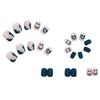 Uñas postizas pintadas a mano con cara sonriente de amor y uñas esmeriladas en azul neblina, pegatinas removibles para uñas, arte de uñas con acabado de alta calidad