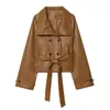 Ropa europea y americana transfronteriza para mujer ZA AliExpress superventas chaqueta cruzada con decoración de cinturón y mangas largas