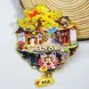Serie YunnanAtracciones Culturales y Creativas ÚnicasXishuangbannaCiudad TurísticaSouvenirImanes de Refrigerador de Madera