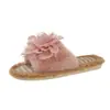 Nuevas sandalias de mujer estilo francés sin cordones, pantuflas de moda florales de suela plana, otoño/invierno 2026, con forro polar añadido