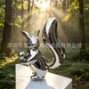 Escultura de Ardilla de Acero Inoxidable con Superficie de Espejo, Figura de Animal de Dibujos Animados, Instalación de Paisaje para Jardín al Aire Libre, Personalizable
