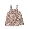 Conjunto de Vestido Estiloso com Estampa de Leopardo para Bebês e Crianças Pequenas, Conjunto de Roupa de Verão com Top de Manga Curta de Cor Pura e Vestido Doce com Alças para Bebês Meninas