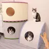 Ninho de Gato de Feltro Semi-Fechado, Arranhador para Gatos, Peça Única Resistente ao Desgaste, Túnel com Furos para Chips, Caixa Abrigo, Ninho Universal para Pets