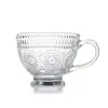 Taza de Vidrio de Girasol al por Mayor Taza de Desayuno para Avena Taza para Beber Taza de Café Transparente Taza para el Hogar con Asa