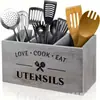 Caja de Almacenamiento de Utensilios de Cocina de Madera Personalizada con Enlace, Cesta de Almacenamiento para Clasificación de Cuchillos, Tenedores y Cucharas, Caja de Almacenamiento, Estante de Almacenamiento de Escritorio para Vajilla