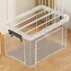 Caja de almacenamiento para libros viejos para uso doméstico, caja organizadora transparente para libros, ropa, juguetes, bocadillos, caja de almacenamiento de plástico engrosado con asa