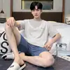 Pijama Nuevo para Hombre de Verano 100% Algodón Manga Corta Shorts Cuello Redondo Pulóver Estilo Casual Simple Conjunto Cómodo para Estar en Casa