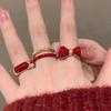 Anillo Apilable de Anillo de Dedo con Goteo de Aceite Estilo Hong Kong Rojo Vintage Atmósfera Pequeño Fresco Moda Alto Valor Joyería para Dedos Femenina