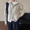 Cardigan de Punto Grueso Estilo Coreano con Solapa Retorcida y Doble Cremallera para Mujer, 25 Años, Otoño e Invierno, Estilo Dulce, Chaqueta de Punto Superior