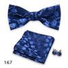 Conjunto de tres piezas de corbata y pañuelo de bolsillo para hombre, de poliéster, con estampado para banquetes, bodas, camisas, lazos y cuello con flores