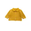 Conjunto de Suéter Lemon Girl para Crianças Outono Novo Estilo Coreano Manga Longa Cardigã de Tricô Suéter Shorts Xadrez Conjunto de Duas Peças Tendência