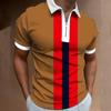 Polo de manga corta para hombre de Amazon AliExpress, camiseta informal con estampado a rayas y cremallera, ropa de comercio exterior para hombre.