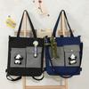 Bolsa de Hombro para Estudiante Bolsa de Lona Literaria Ins para Mujer Versión Coreana Versátil Bolso de Hombro Cruzado Harajuku Correa de Hombro Desmontable Mochila