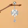 Venta Caliente Transfronteriza Colgante de Flor de Loto con Incrustaciones de Cobre y Zirconia Anillo para Ombligo Clavo para Ombligo Perforado de Acero Inoxidable al por Mayor en Stock Europeo y Americano