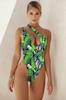 Traje de Baño Entero Triángulo de Color de Hombro 2021 Comercio Exterior Europa y América Amazon AliExpress Sexy Conservador Combinación de Colores de Hombro