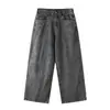 Calça casual reta de batik lavada na neve em mistura de liocel, nova tendência masculina primavera/outono, calça versátil de perna larga